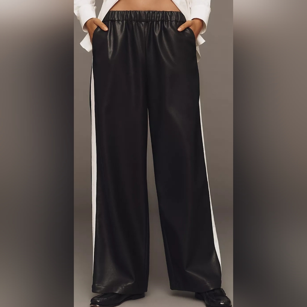 Anthropologie Black and White Track Pants